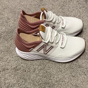 New Balance White and Brown Athletic Shoes